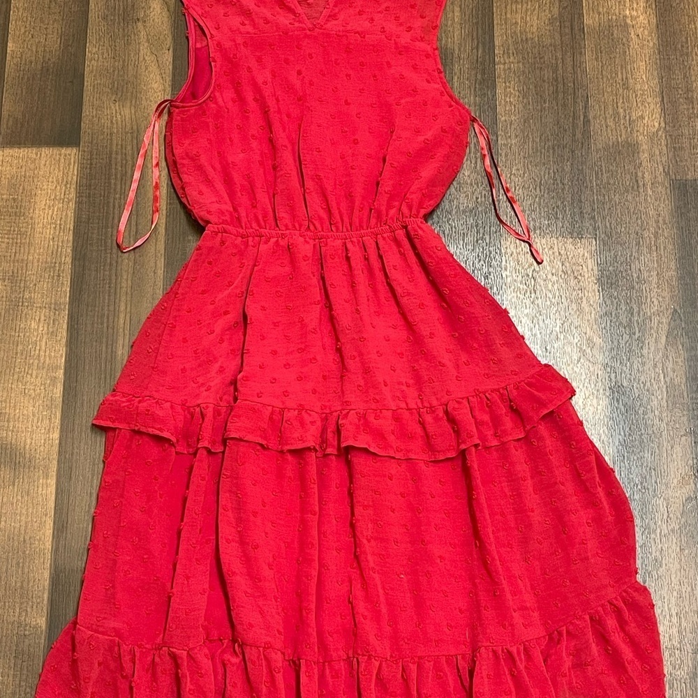 Monteau Red Ruffled Tiered Sundress - Picture 3 of 9